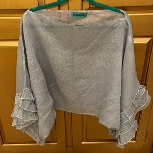 Chasensully Searsucker Stripe Fiesta Ruffle Shirt